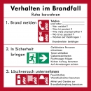 Brandschutzzeichen "Verhalten im Brandfall" (Format: 14,8cm x 14,8cm) - B-WARE